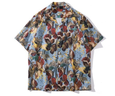 Colorful Print Shirt Unisex Loose Rock