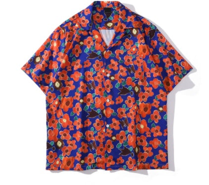 Colorful Print Shirt Unisex Loose Rock