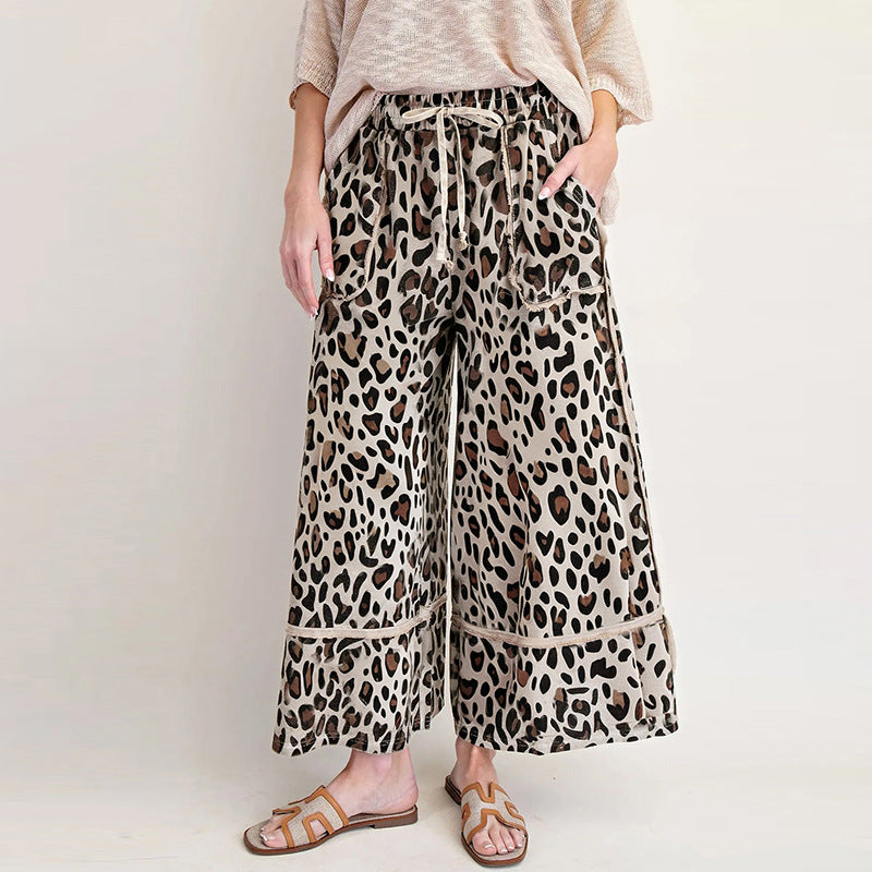 Leopard Print Straight-leg Trousers Women