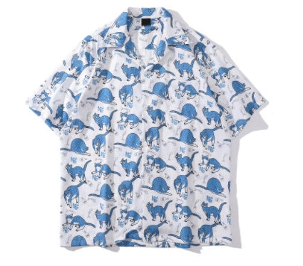 Colorful Print Shirt Unisex Loose Rock