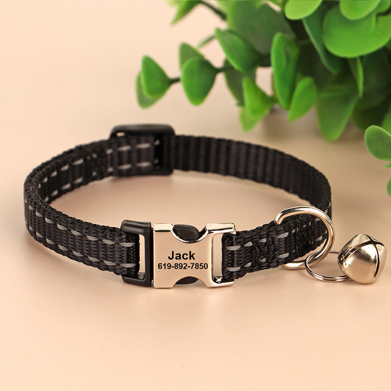 Engraved Anti Slip Reflective Cat Neck Collar
