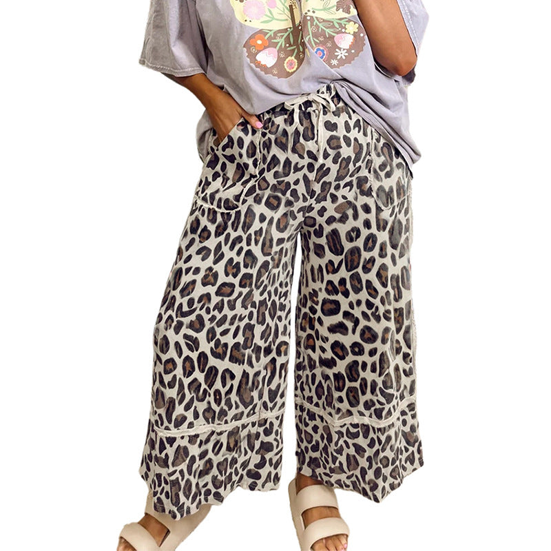 Leopard Print Straight-leg Trousers Women